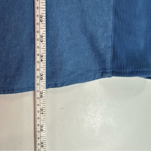 NY Collection Chambray Shirt Dress Women’s XL Roll-Tab Sleeve Cotton Stretch - Picture 7 of 8